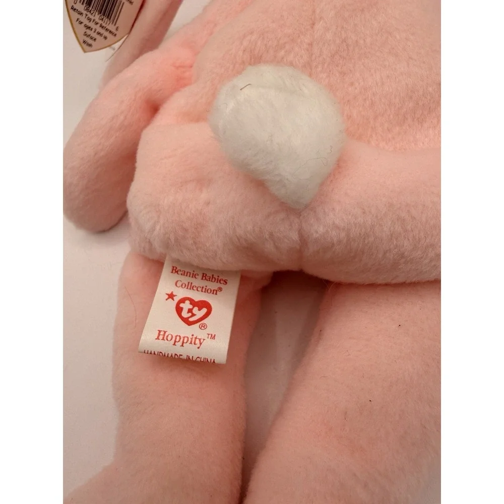 TY Beanie Baby - HOPPITY the Pink Bunny (8 inch) - MWMTs‎ Stuffed Animal Toy